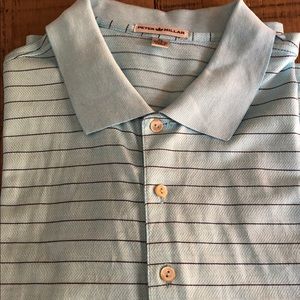 Peter Millar Light Blue Striped Polo Shirt